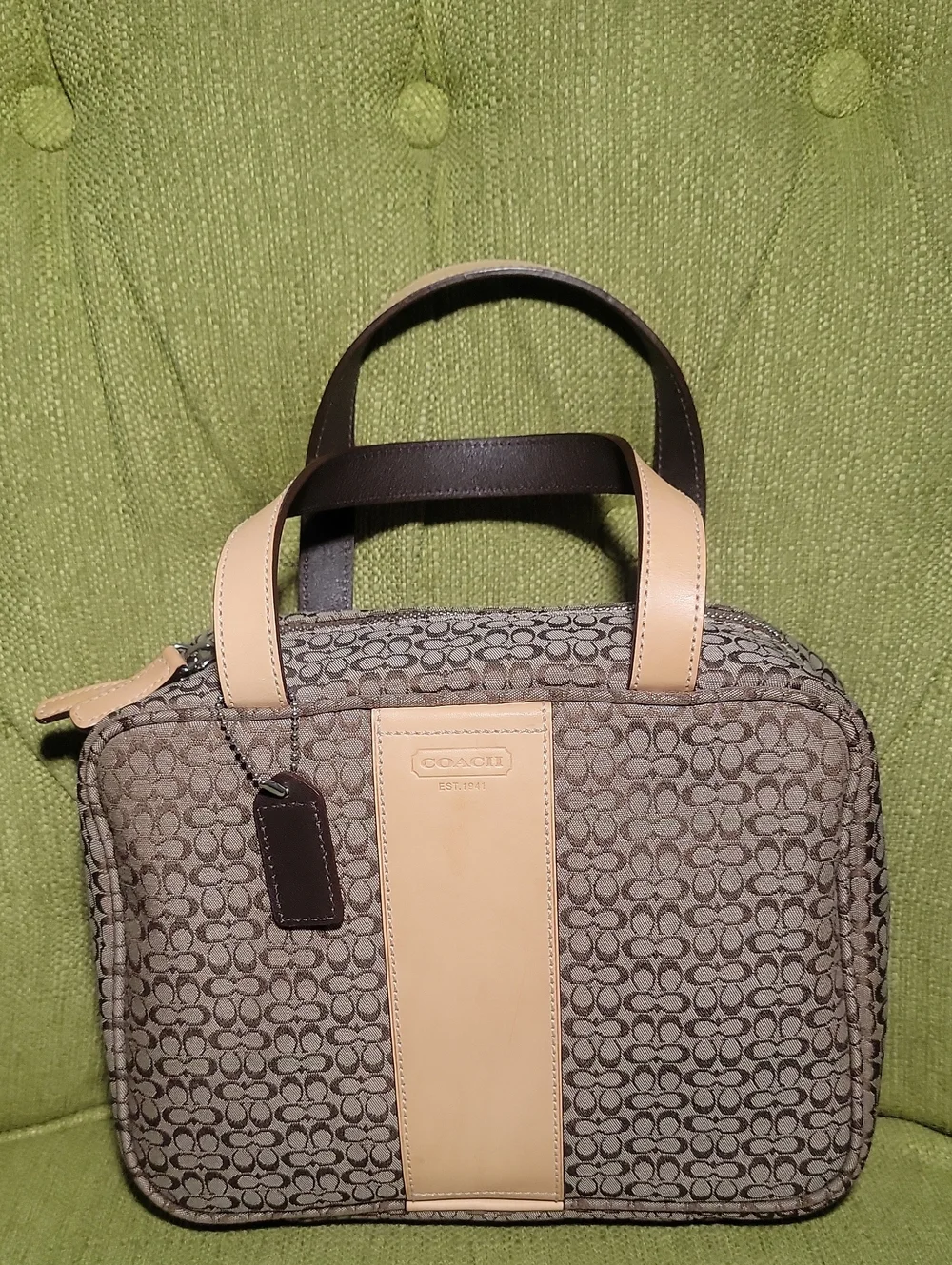Coach Y2K Signature Cosmetic Large Bag Taupe and Tan